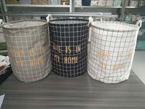 Grand panier à linge pliable en toile de coton de haute qualité avec logo personnalisé - Product Image 3