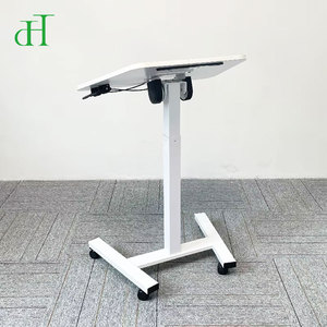 Bureau debout mobile pneumatique réglable en hauteur pour le bureau à domicile, <span class=keywords><strong>table</strong></span> inclinable pour ordinateur portable avec roulettes - Product Image 3