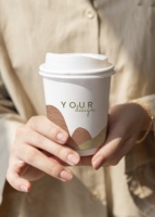Gobelets à café jetables à double paroi en carton ondulé de qualité alimentaire, recyclables, avec logo personnalisé, 8oz-16oz, couleurs personnalisées, couvercle en papier