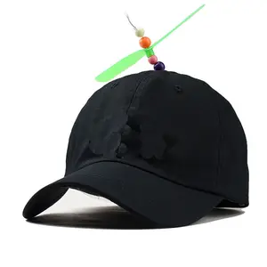 5 패널 블랙 소프트 아빠 모자 사용자 정의 로고 프로펠러 야구 모자