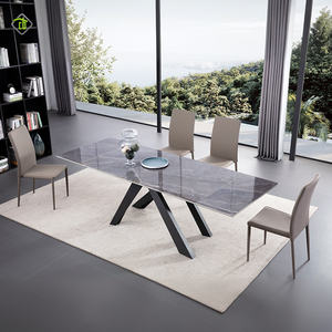Muebles de restaurante modernos, placa de <span class=keywords><strong>roca</strong></span> Rectangular de lujo Simple, mesa de comedor <span class=keywords><strong>con</strong></span> <span class=keywords><strong>patas</strong></span> de Metal - Product Image 2