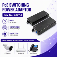 Injektor PoE Gigabit 10/100/1000Mbps 35/54/90W IEEE802.af/at/bt 48V 54V 56V Adaptor Daya Aktif Pasif untuk CCTV Wireless AP