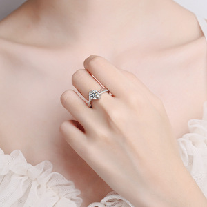 Fashion Jewelry <b>Rings</b> 1ct White Gold Plated 925 Sterling Silver Moissanite Engagement <b>Bands</b> <b>Rings</b> - Product Image 2