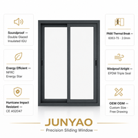 Fenêtre coulissante extérieure JUNYAO pour salle de bain, à rupture de pont thermique, Low-E, insonorisée, certifiée Energy Star, NFRC AS2047 CE, OEM pour villa