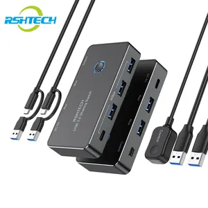 Rshtech <span class=keywords><strong>USB</strong></span> C 2 máy tính chia sẻ <span class=keywords><strong>4</strong></span>-<span class=keywords><strong>Port</strong></span> <span class=keywords><strong>USB</strong></span> 3.0 5Gbps chuyển đổi Selector điều khiển <span class=keywords><strong>KVM</strong></span> Switcher cho bàn phím chuột ổ đĩa flash - Product Image 1