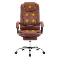 Chaise de bureau massante à dossier haut OEM, chaise de direction à 8 points de vibration, chaise pivotante en cuir PU avec repose-pieds rétractables