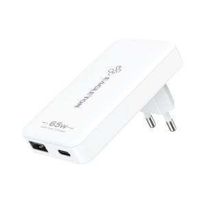 Chargeur mural ultra-fin PD65W GaN USB-C à double port avec adaptateur de prise multinationale convertible EU US UK AU - Product Image 4