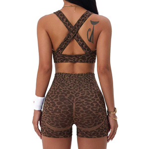 Conjunto de Yoga Personalizado para <span class=keywords><strong>Mujer</strong></span> con Estampado de Leopardo, Bra Deportivo sin Costuras con Efecto Levanta Glúteos, Shorts de Alta Elasticidad para Gimnasio, <span class=keywords><strong>Fitness</strong></span> y Ejercicio - Product Image 4