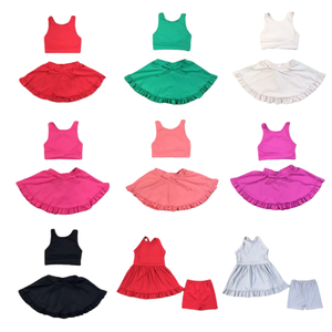 Ensemble de Vêtements de Yoga et de Cheerleading pour Filles et Bébés, 7 Couleurs, Vente en Gros, Boutique, Gilet de Sport et Jupe de Yoga - Product Image 1