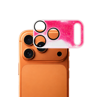 Protection d'objectif photo à paillettes effet sable mouvant coloré pour iPhone 17 Pro Max