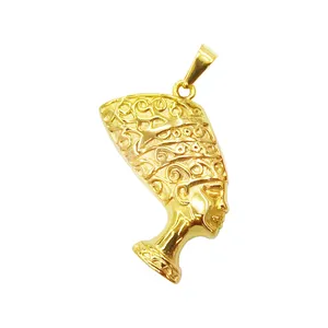 In Stocks- Classic Egyptian Queen Nefertiti Cleopatra Pendant Only Charm 18K Gold Plated Stainless Steel