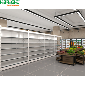 Estanterías de Acero Blancas para Supermercados, Góndolas de Exhibición para Tiendas de Abarrotes, Almacenamiento para Pasillos - Product Image 2