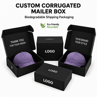 Boîte d'expédition en carton ondulé noire, écologique, résistante aux chocs, pour chapeau, boîte en papier, logo personnalisé, emballage en carton recyclé