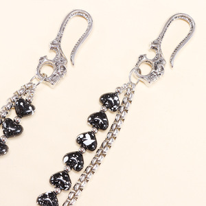 Beaded Double Layer Pants <b>Chain</b> Black Ink Splatter Heart Design Zinc Alloy <b>Waist</b> <b>Chain</b> Hip Hop Casual Style - Product Image 4