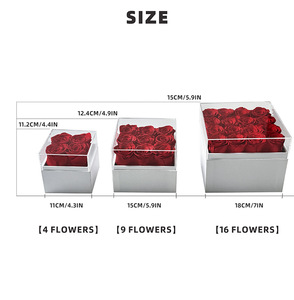Ebedi çiçek kalp şeklinde kare akrilik hediye kutusu sevgililer günü için sarılmak kova gül gerçek çiçek hediye kutusu - Product Image 6