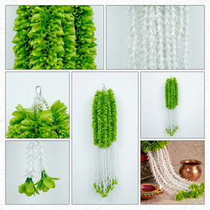Artificial Green and <b>White</b> Flower Garland Decorative <b>Hanging</b> Floral Mala for Wedding Festival Temple Event Decoration - Product Image 6