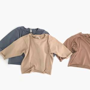 Ropa Neutral para Bebés, Camiseta Holgada de Manga Larga de Algodón Jersey, Pantalones Cortos a Juego, Conjunto de Dos Piezas para Bebés de Otoño - Product Image 4