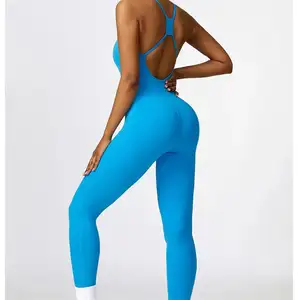 Sexy Rugloze Fitness-Overall Spaghettibandjes Gym Yoga Jumpsuits Hoge Elastische Snelle Droge Trainingskleding Clt8356