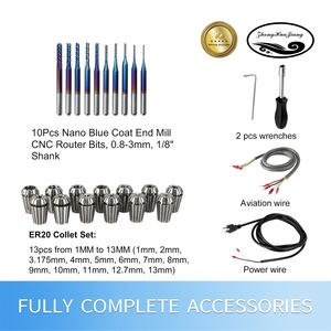 Motor de Husillo CNC Refrigerado por Aire Zhong Hua Jiang ER20 3KW 220V/380V con Kit VFD BT30 Nose 18000 RPM para Máquina de Grabado CNC - Product Image 5