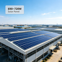 Panneau solaire photovoltaïque résidentiel distribué 720W, module photovoltaïque TOPCon bifacial à double verre et demi-cellules de qualité A