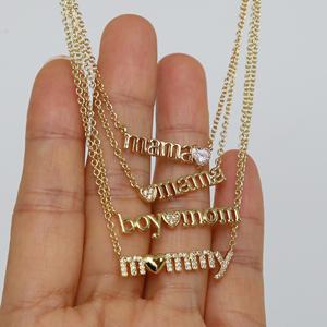 هدية عيد الأم العصرية الجديدة رسالة ماما الأم قلادة الزركون الحب القلب قلادة المجوهرات - Product Image 1