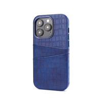 Étui de téléphone portable luxueux en cuir grain crocodile, résistant aux chocs, avec emplacement pour cartes, pour iPhone 14 Pro Max 15/16/17