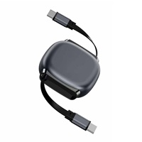 Kabel Data Retractable Pengisian Cepat 240W 5A Tipe-C ke Tipe-C 1 Meter untuk Ponsel