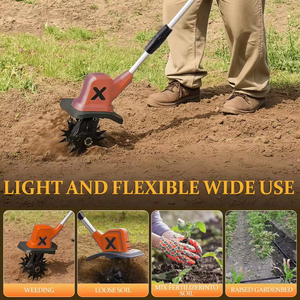 Motoculteur de jardin sans fil réglable, mini cultivateur électrique, profondeur de déchaumage de 24 cm, puissance de 1000 W, entraînement électrique 21 V, 9 pouces de travail - Product Image 3