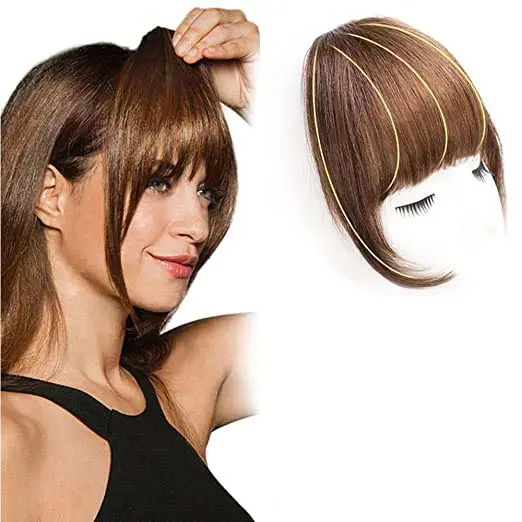 Human Hair Bangs Clip On Real Hair Clip On Bangs Black Hair Pieces Natural Looking Daily Party Use for Women Natural Color