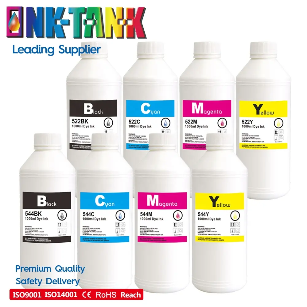 INK-TANK 250ml 500ml 1000ml High-End Universal Compatible Premium Color Refill Inkjet Dye Ink para impresora Epson