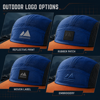 Cappellino da Campo a Cinque Pannelli in Nylon Personalizzato, Leggero, per Sport all'Aperto, con Patch in Gomma, Stampa Riflettente e Cinturino Regolabile