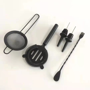 Meilleures ventes 2024 YSbar ZL21120905 Shakers à cocktails en acier inoxydable noir mat, accessoires <span class=keywords><strong>de</strong></span> bar, coffret cadeau avec support en bois - Product Image 3