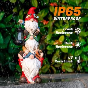Large Funny Triple <strong>Gnome</strong> Solar Lights Statue 12 Spring <strong>Gnomes</strong> Outdoor Patio Lawn <strong>Garden</strong> Decor Great Resin <strong>Ornaments</strong> for Outdoor - Product Image 5