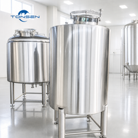 Réservoir de stockage à double enveloppe Tonsen SUS304 80-100mm avec isolation PU, refroidissement par serpentin, CIP, pour bière et boissons, certifié CE