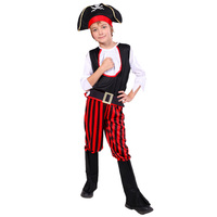 Disfraz de Capitán Pirata para Niños, Kit de Disfraz para Halloween, Sombrero, Pantalones, Cubrecalzados, Cinturón, Traje de Poliéster Resistente