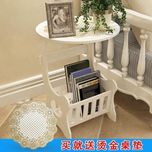 Mini Round <b>Coffee</b> <b>Table</b> With Storage Shelf Bookcase For Living Room Bedroom <b>Small</b> Apartment - Product Image 2