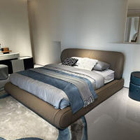 Lit double de style moderne lit rembourré en bois et en cuir pour hôtel, lit durable écologique au design