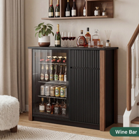 Mini-réfrigérateur avec prise électrique, meuble bar à café avec espace réfrigérateur, buffet avec porte-bouteilles et étagères de rangement