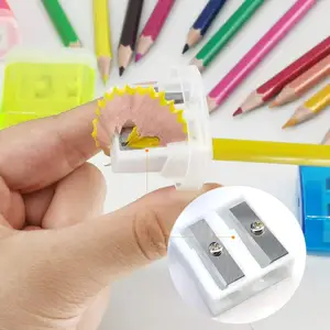 KUKI Cosmetic Big Small 2-Loch-Anspitzer Kunststoff-Bleistift spitzer mit Abdeckung Benutzer definierter Anspitzer Bleistift