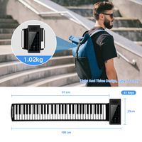 Piano numérique portable à enrouler, 61 touches, clavier à enrouler, haut-parleurs intégrés, prise casque 3,5 mm, batterie rechargeable