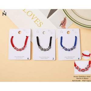 Bracelet Perlé en Acier Inoxydable 5 Yeux Rouge Noir Bleu Fait Main Ensemble de Bijoux Tendance 12 Pièces Unisexe Cadeau Style Tendance - Product Image 1