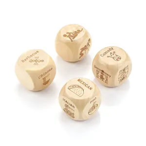 Fashion Large Square Wood Cube Shaped Dice 6/12 Sides Custom Engraved for Adult Couples Daily Use Includes Gift Box