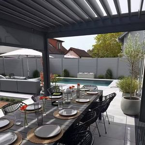 Tingzi ventes directes moderne petite cour en alliage d'aluminium <span class=keywords><strong>pavillon</strong></span> flip persiennes Pergola extérieur jardin Gazebo - Product Image 6