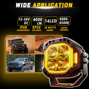 3인치 40W 노란색 DRL 듀얼 컬러 사각 LED 스팟 라이트 (오토바이, 트럭, 픽업트럭, 4x4 오프로드용) LED 안개등, 주행등, 작업등 - Product Image 5