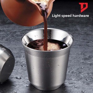 Tazza da caffè espresso/latte in acciaio inossidabile a doppio strato, resistente alle cadute, per viaggi all'aperto, tazza da birra portatile dal design semplice - Product Image 1