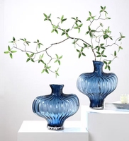 Vase à fleurs en verre en forme de citrouille rayé moderne de luxe RYLAVA, arrangement de fleurs séchées hydroponiques, décoration de mariage, décoration de table intérieure