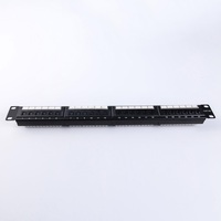 Panel Patch RJ45 Cat6A UTP 24 Port 19 Inch 1U Rack Mount dengan Model Shutter