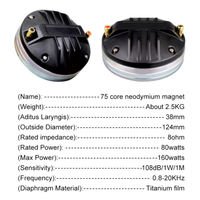 Haut-parleur de compression XY800L à bobine vocale de 3 pouces en titane, aimant néodyme de 75 mm, 80W, 8 ohms, 108dB, pour OEM