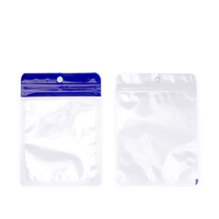 Sac en plastique blanc nacré à fermeture éclair, pochette bicolore avec trou de suspension, fermeture éclair transparente à l'avant et nacré à l'arrière