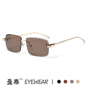Eyewear <b>Frameless</b> Cut Edge Sunglasses Metal <b>Frame</b> Pc Lens UV400 Unisex Silver - Product Image 3